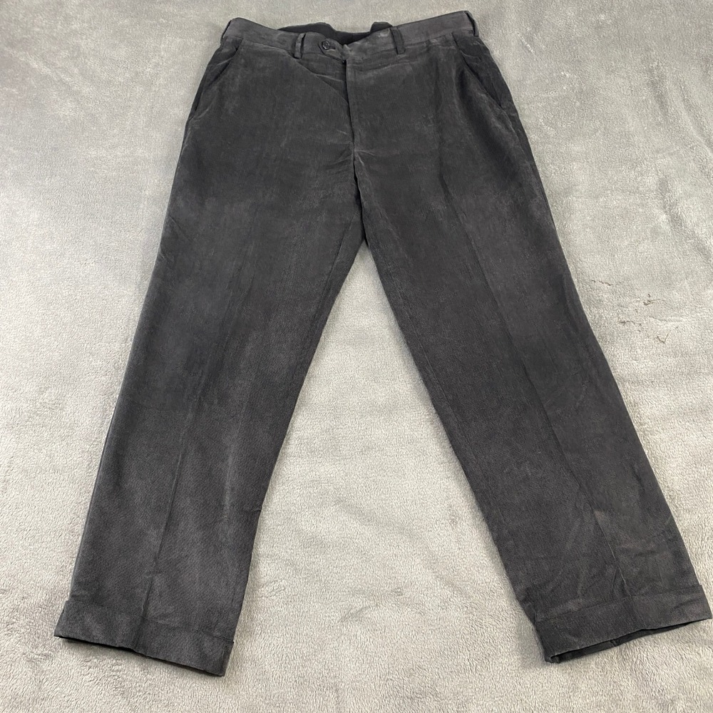 Joseph A Bank Charcoal Gray Corduroy Dress Pants Men's 36x30 Pleated Classic Fit